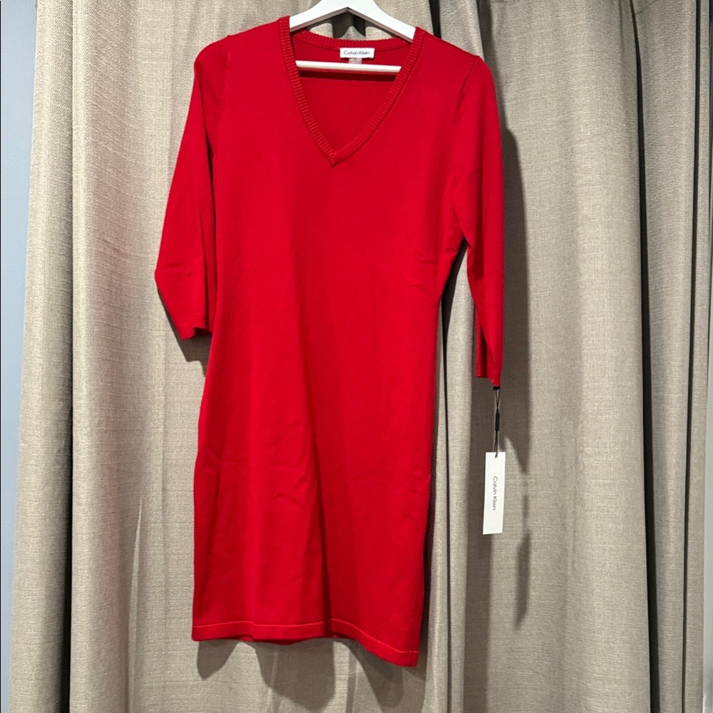 Calvin Klein Scarlet V-Neck Dress